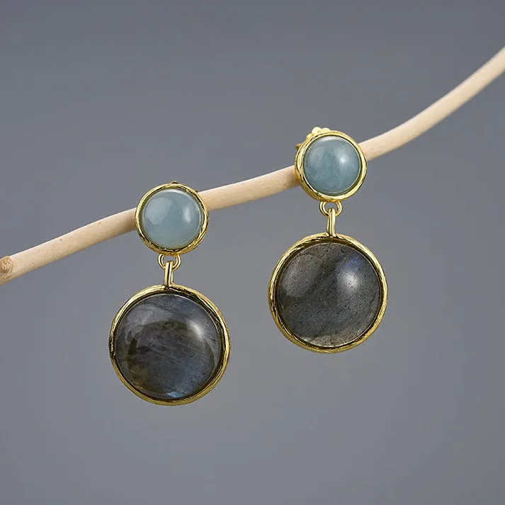 Mysterious Lake Round Dangle Earrings