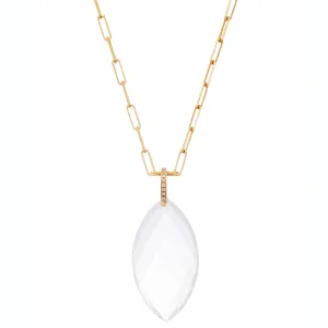 Natalia Necklace Yellow Gold Clear Quartz Navette