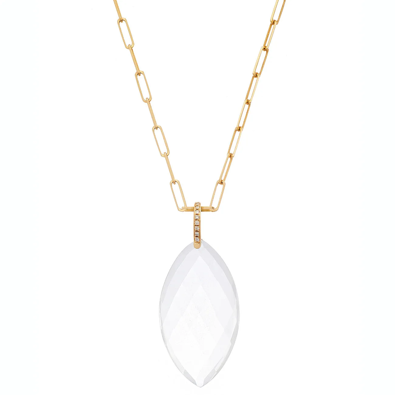 Natalia Necklace Yellow Gold Clear Quartz Navette