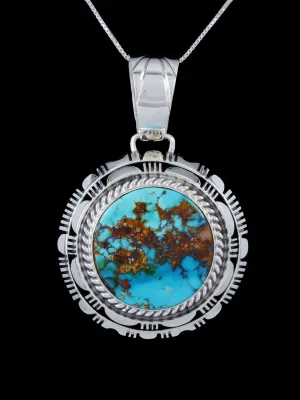 Native American Royston Turquoise Sterling Silver Pendant