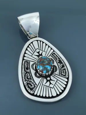 Native American Sterling Silver Egyptian Turquoise Navajo Pendant
