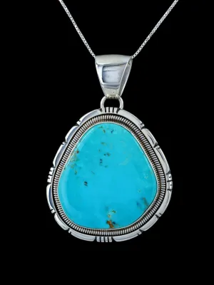 Native American Sterling Silver Tyrone Turquoise Pendant
