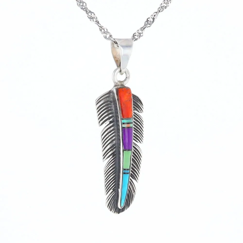 Native Inlaid Feather Pendant