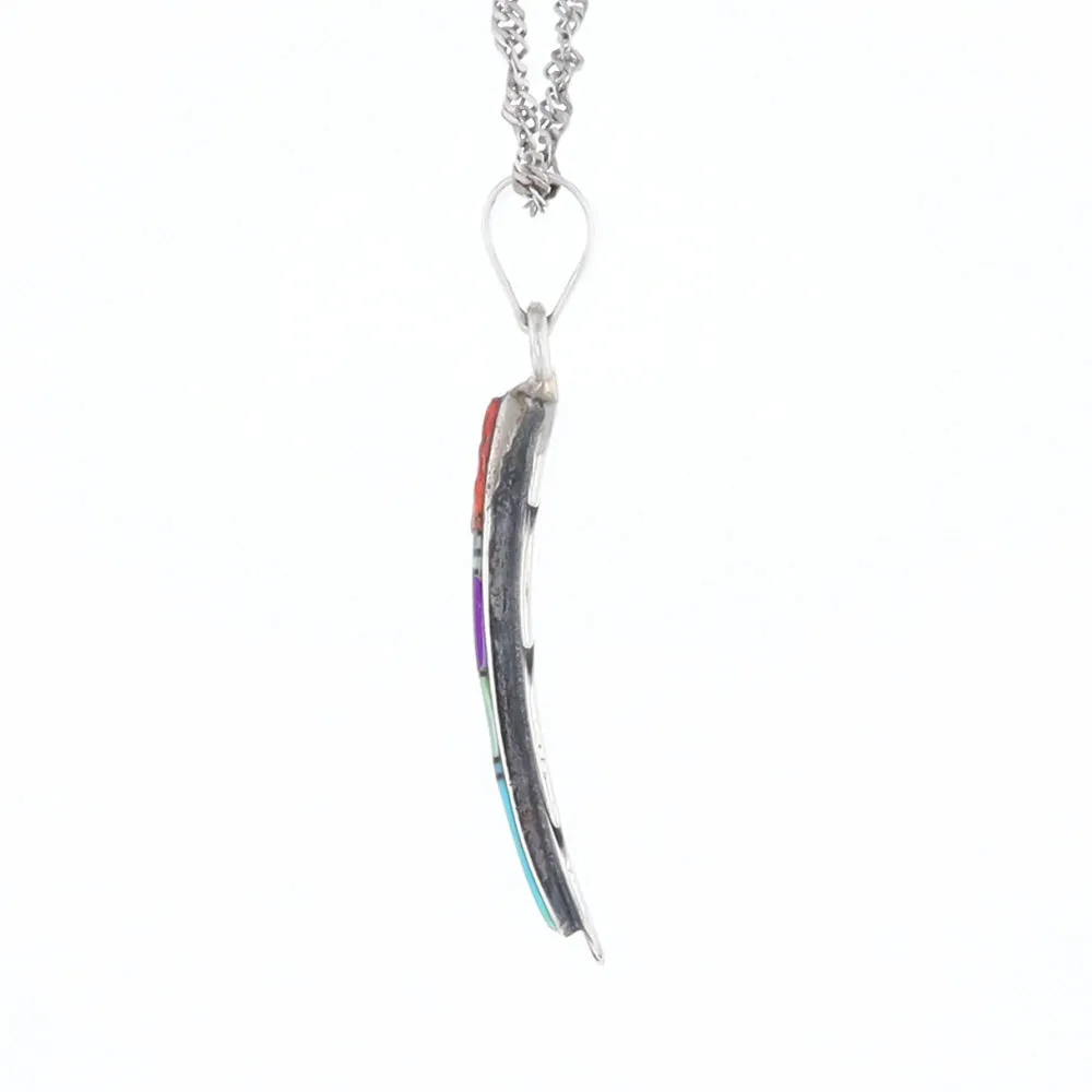 Native Inlaid Feather Pendant