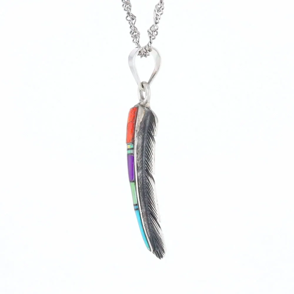 Native Inlaid Feather Pendant