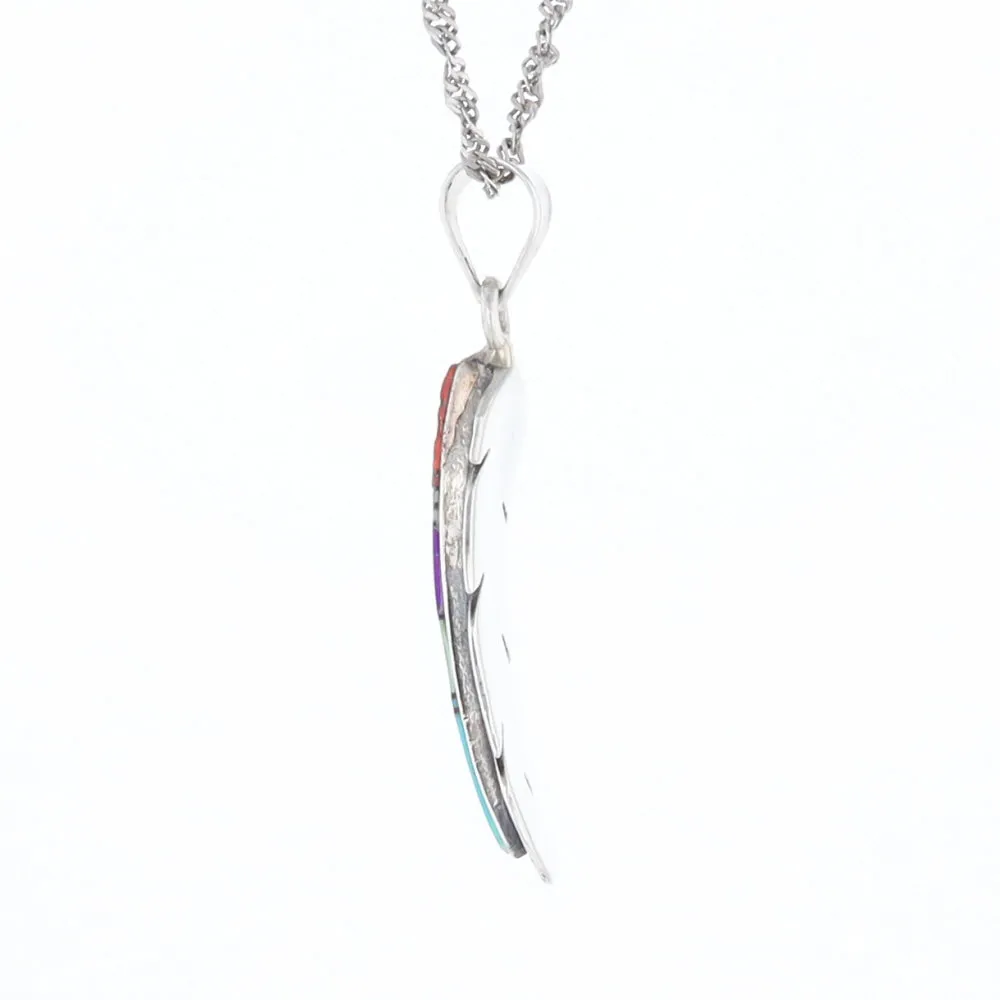 Native Inlaid Feather Pendant