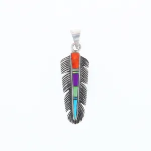 Native Inlaid Feather Pendant