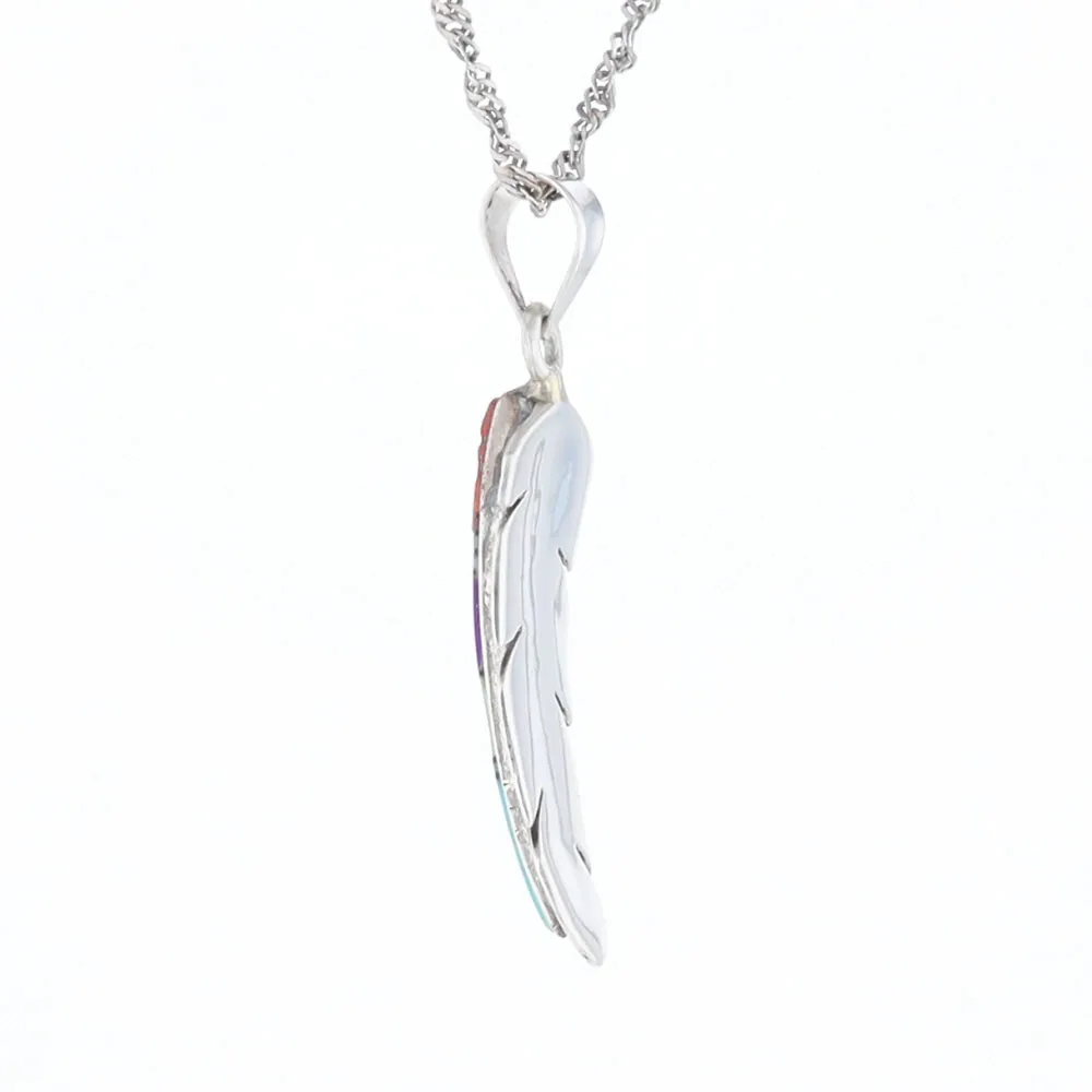 Native Inlaid Feather Pendant