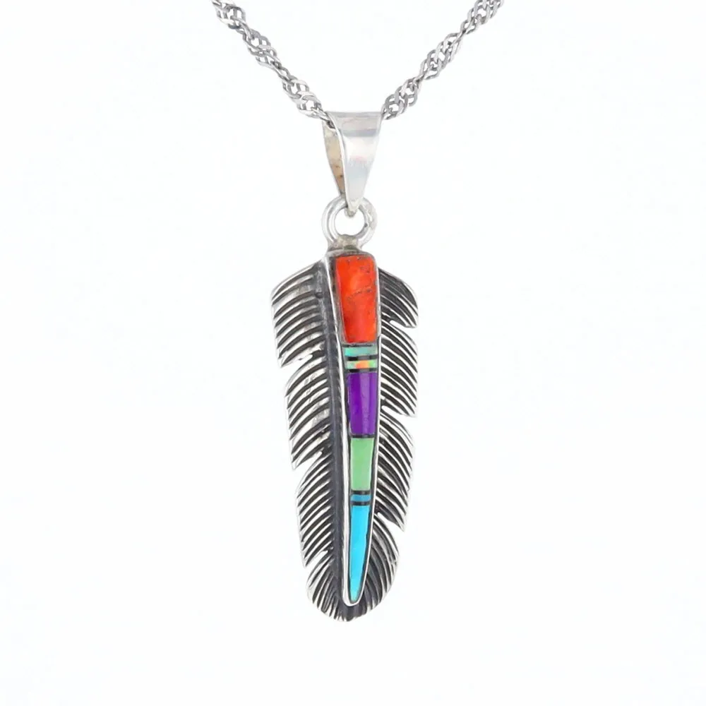 Native Inlaid Feather Pendant