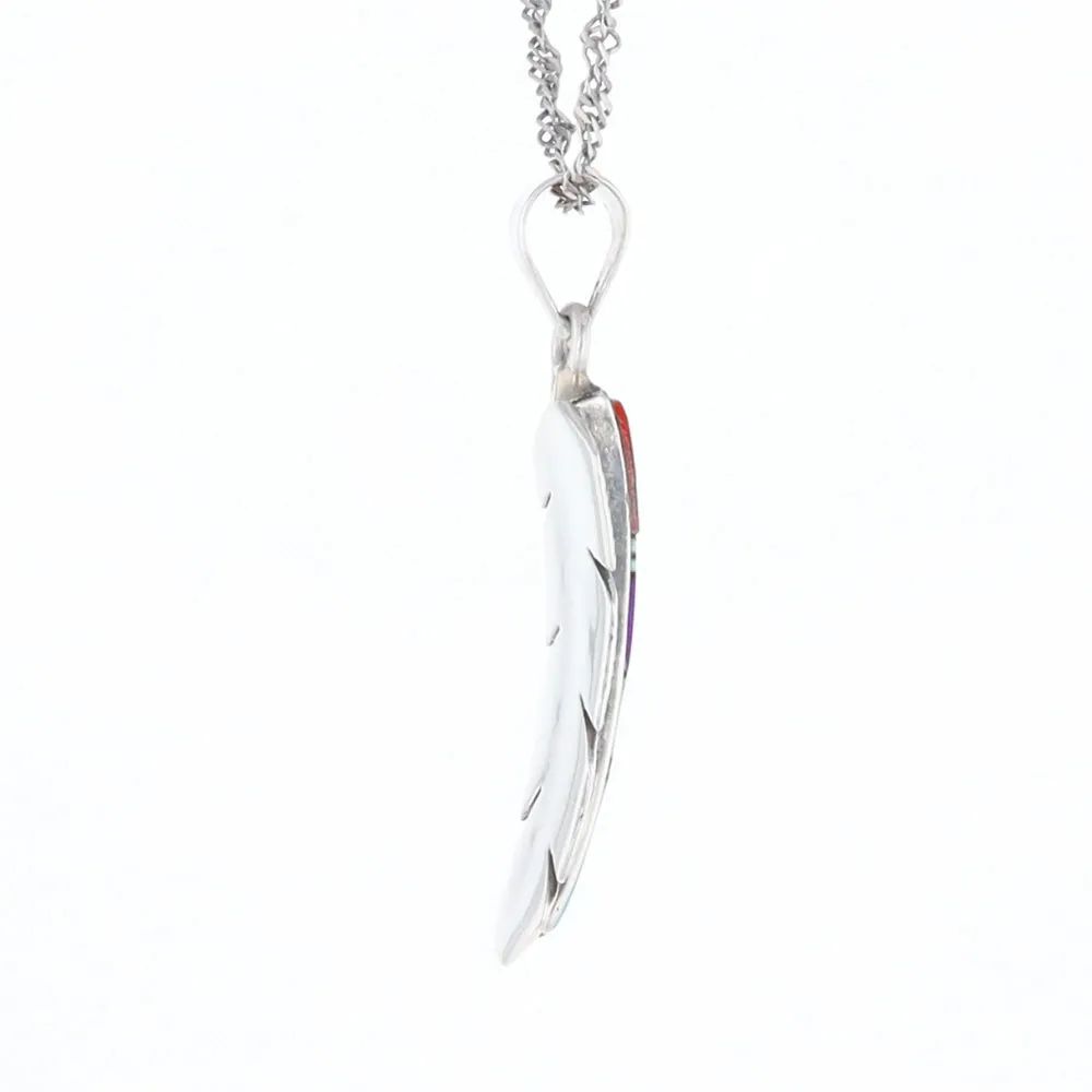 Native Inlaid Feather Pendant