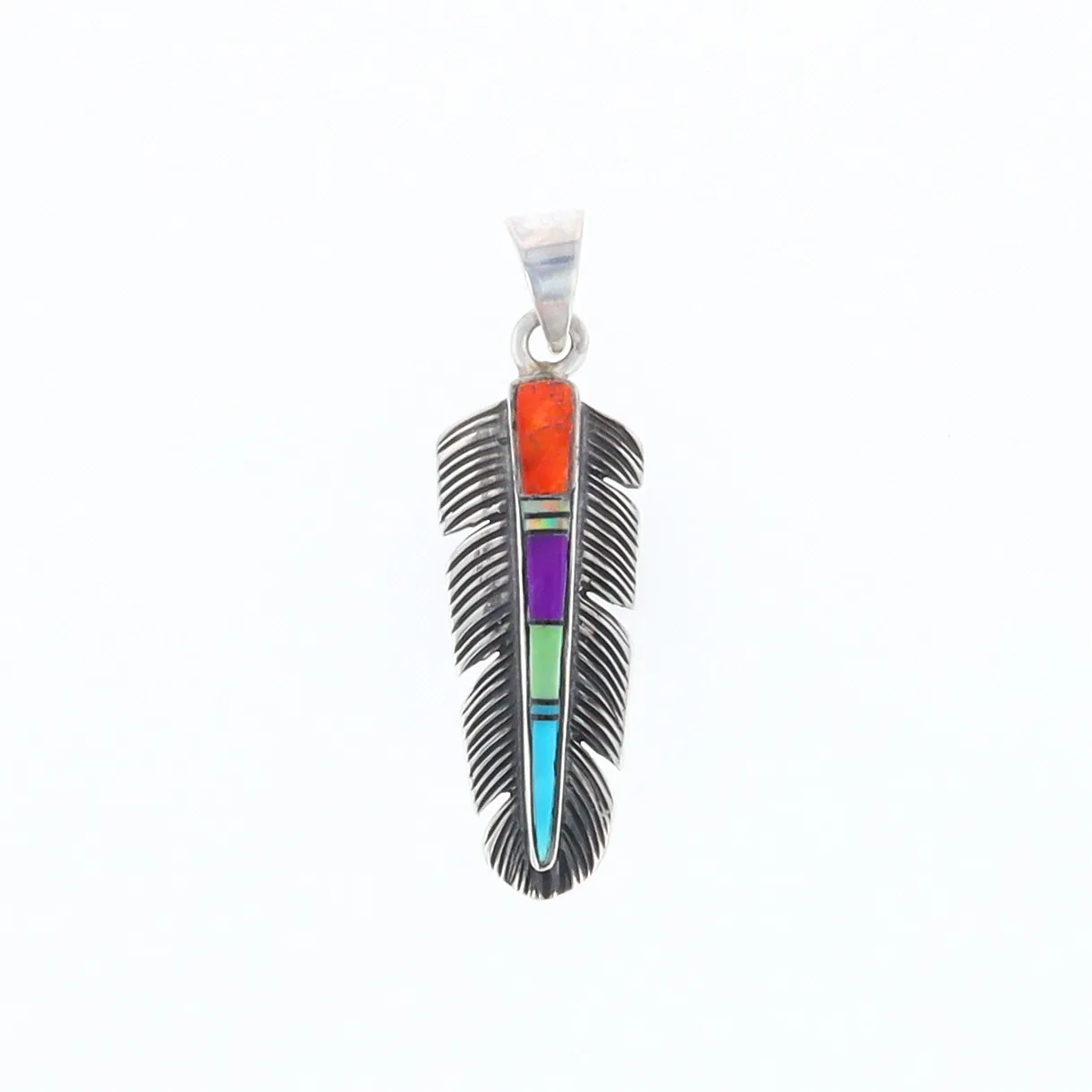 Native Inlaid Feather Pendant