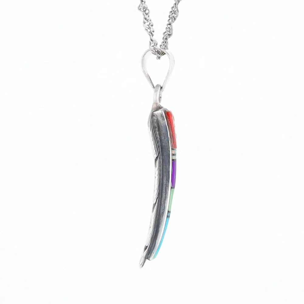 Native Inlaid Feather Pendant