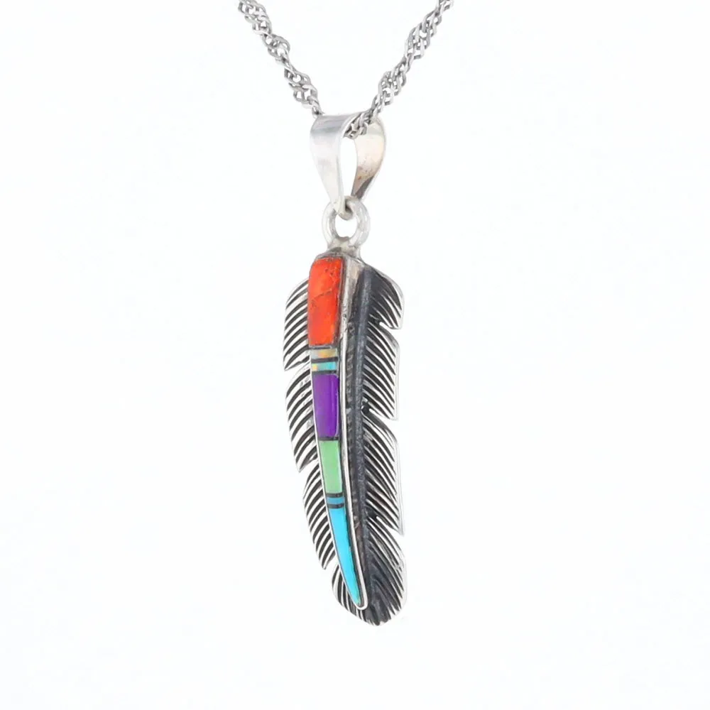 Native Inlaid Feather Pendant