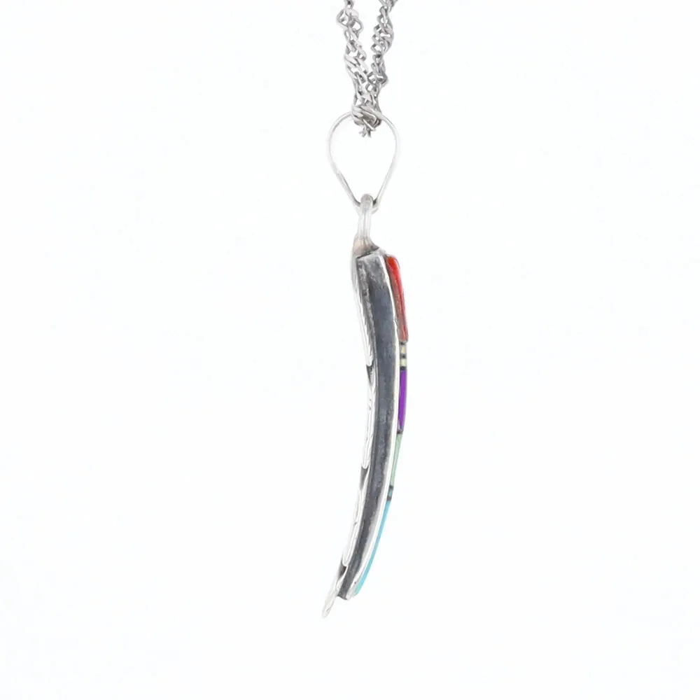 Native Inlaid Feather Pendant