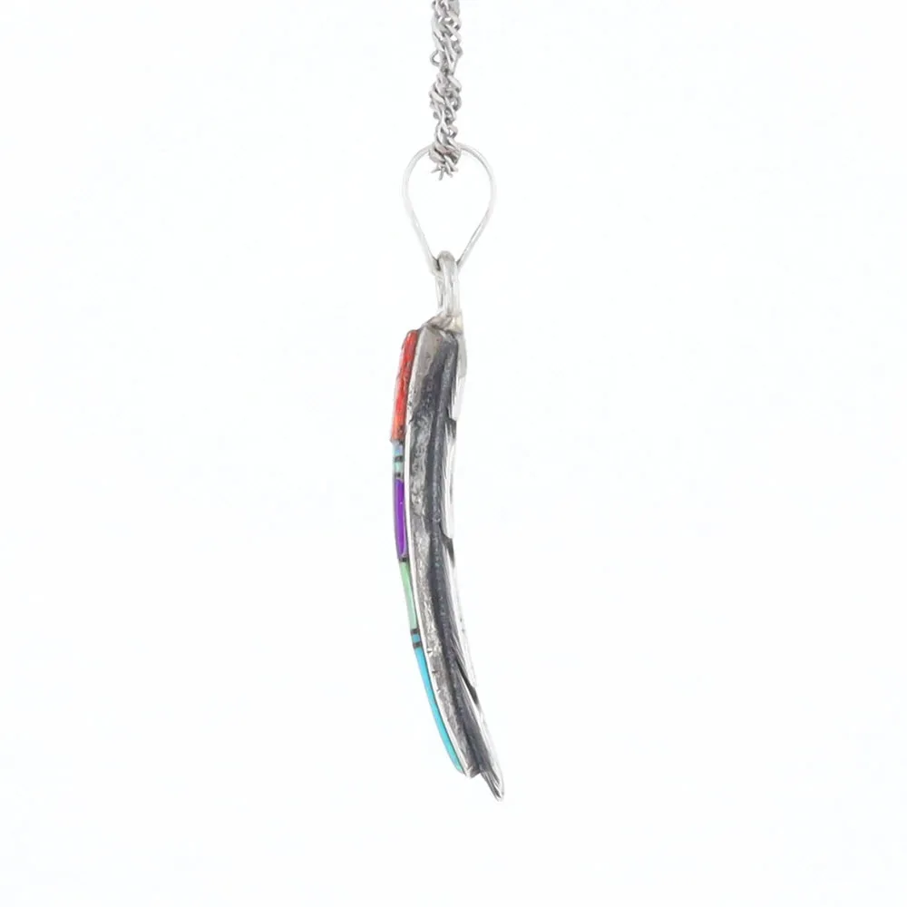 Native Inlaid Feather Pendant
