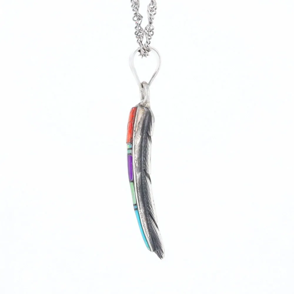 Native Inlaid Feather Pendant