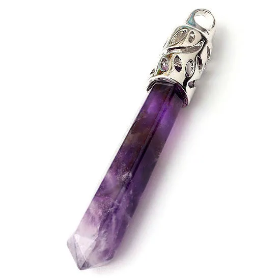 Natural amethyst hexagon pendant