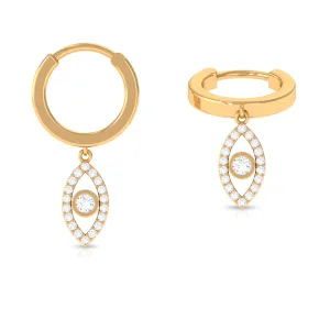 Natural Diamond Evil Eye Dangling Helix Hoop Earring