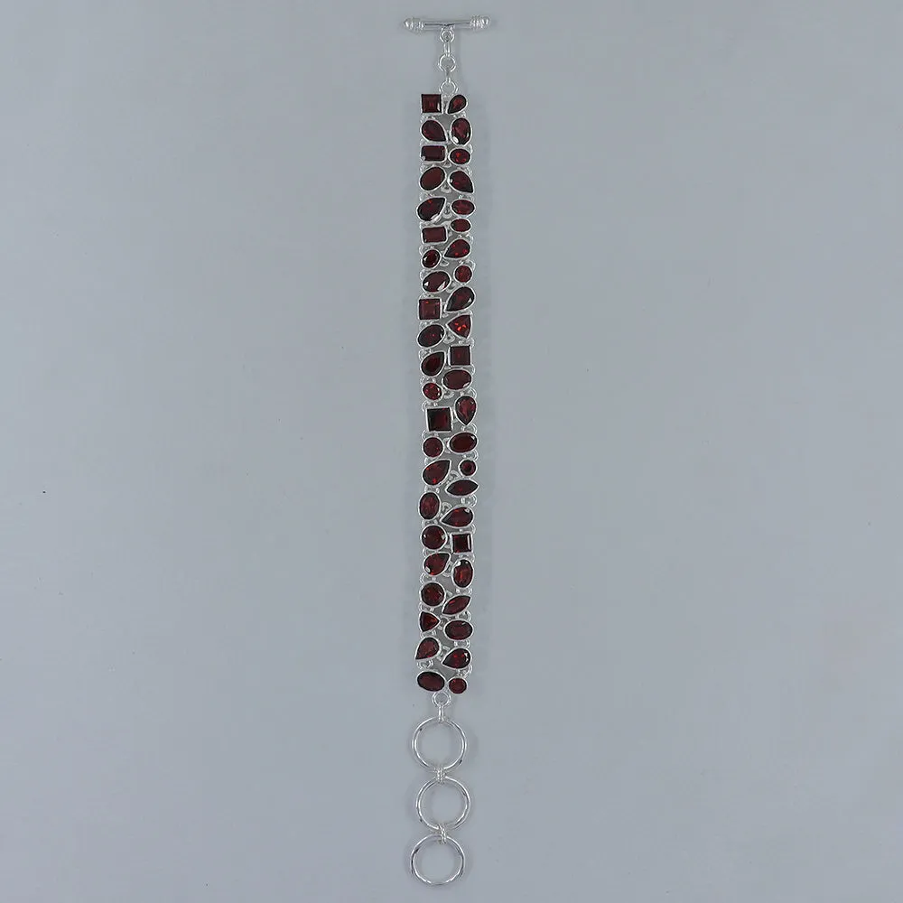 Natural Garnet Bracelet in Sterling Silver