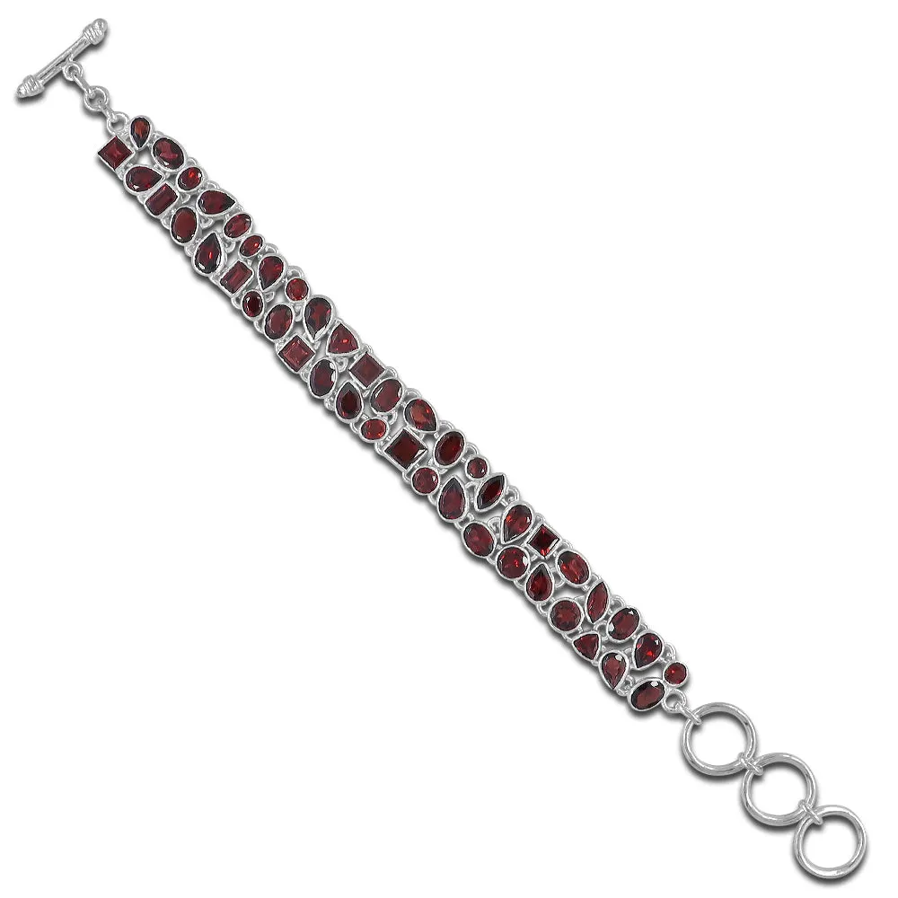 Natural Garnet Bracelet in Sterling Silver