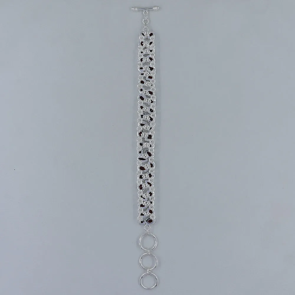 Natural Garnet Bracelet in Sterling Silver