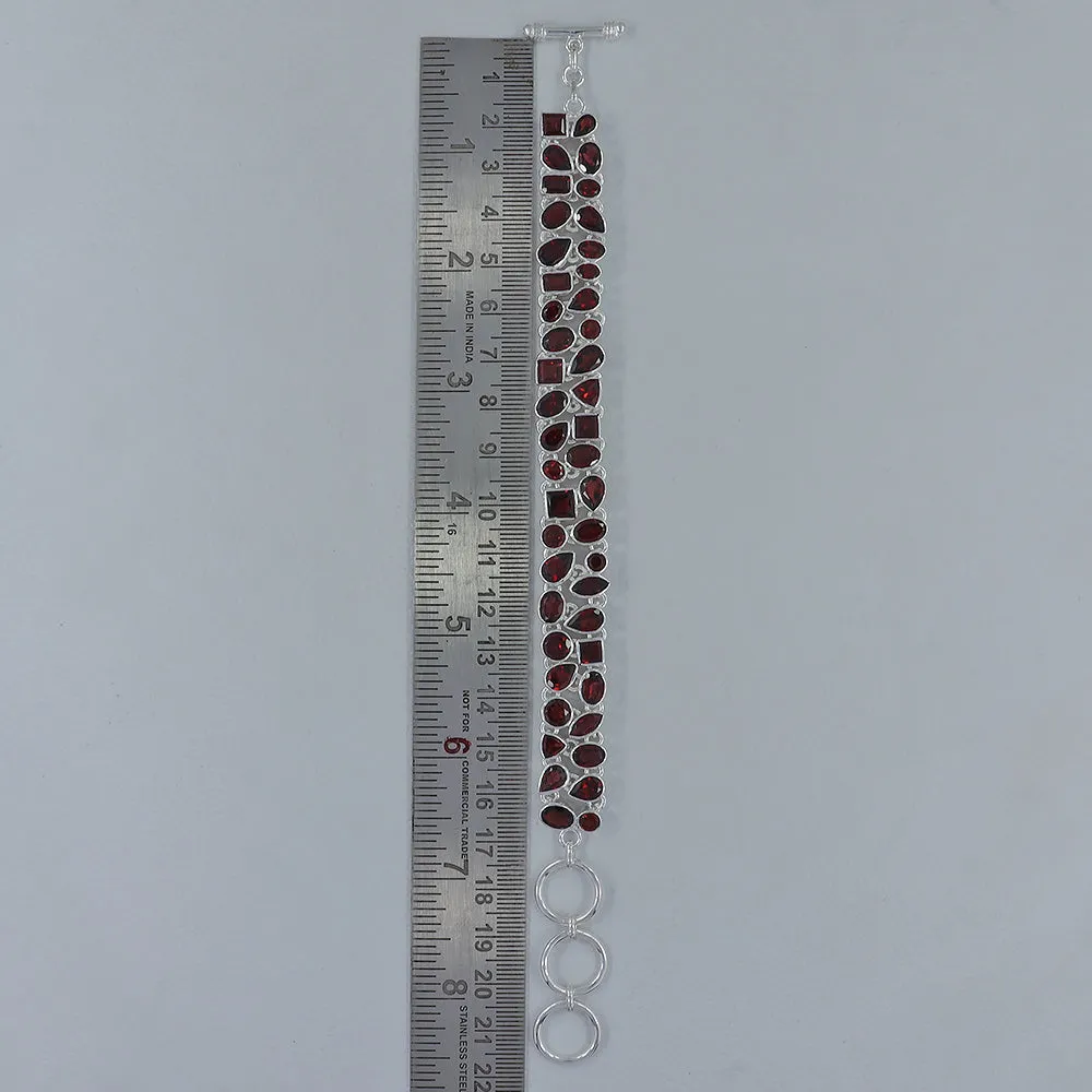 Natural Garnet Bracelet in Sterling Silver