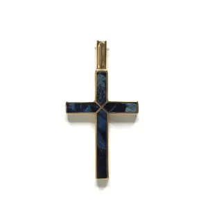 Natural pietersite 4 section inlaid cross pendant