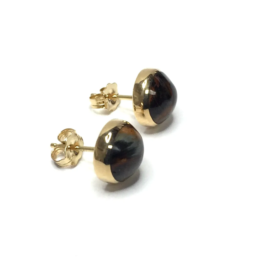 Natural pietersite round inlaid 9mm earrings