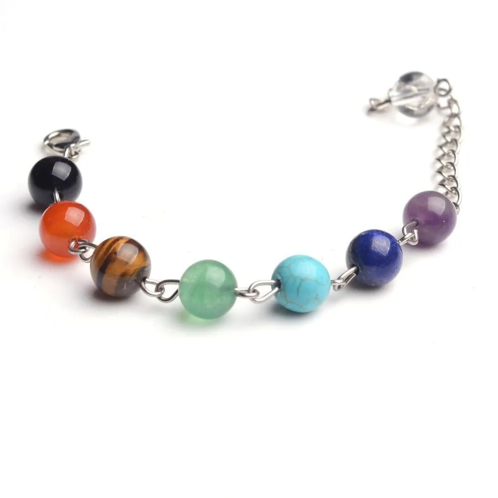 Natural Stone 7 Chakra Chainlet Gemstones Crystal Lucky Chainlet