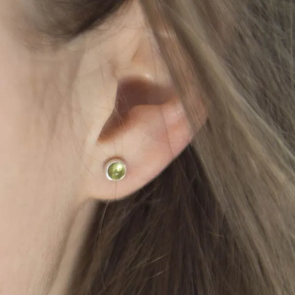 Nebula Peridot 4mm Stud Earrings