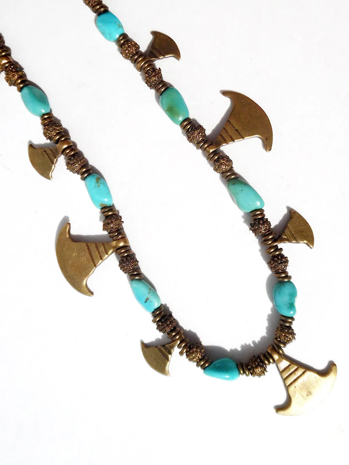 Necklace Turquoise And Vintage African  Ooloo Brass
