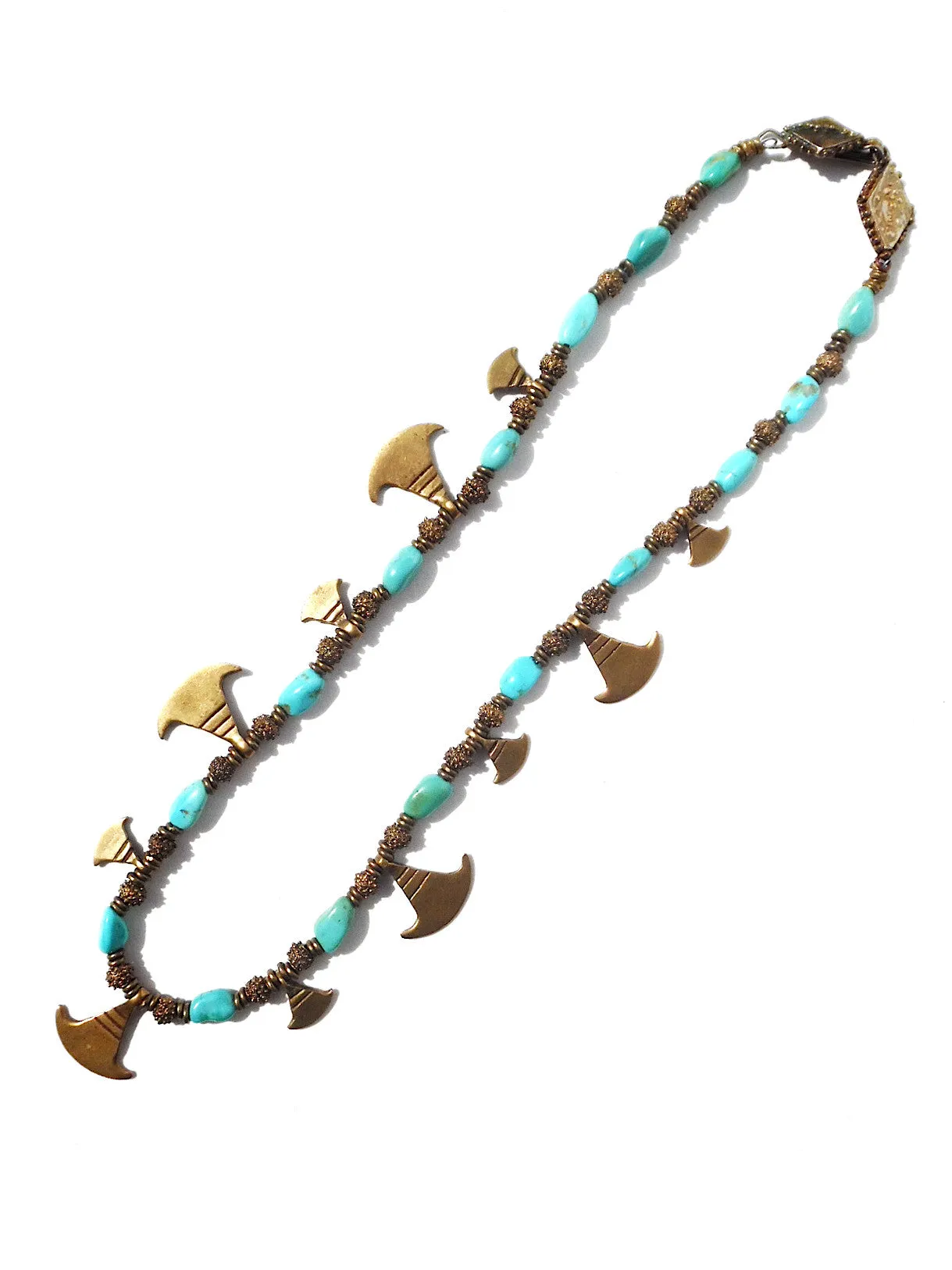 Necklace Turquoise And Vintage African  Ooloo Brass