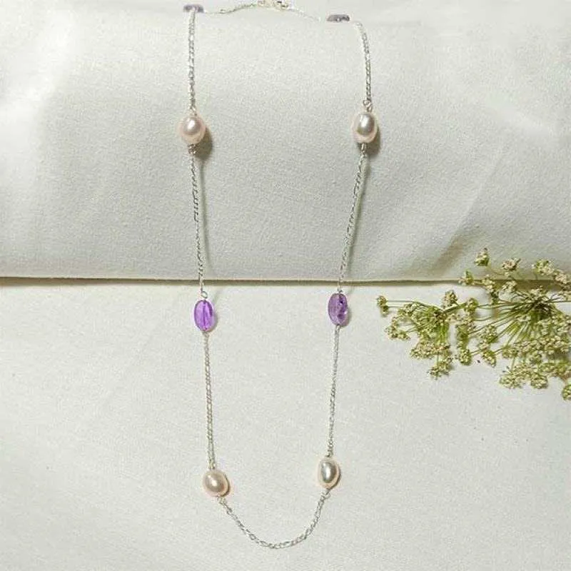 Necklace with Pearl and Amethyst