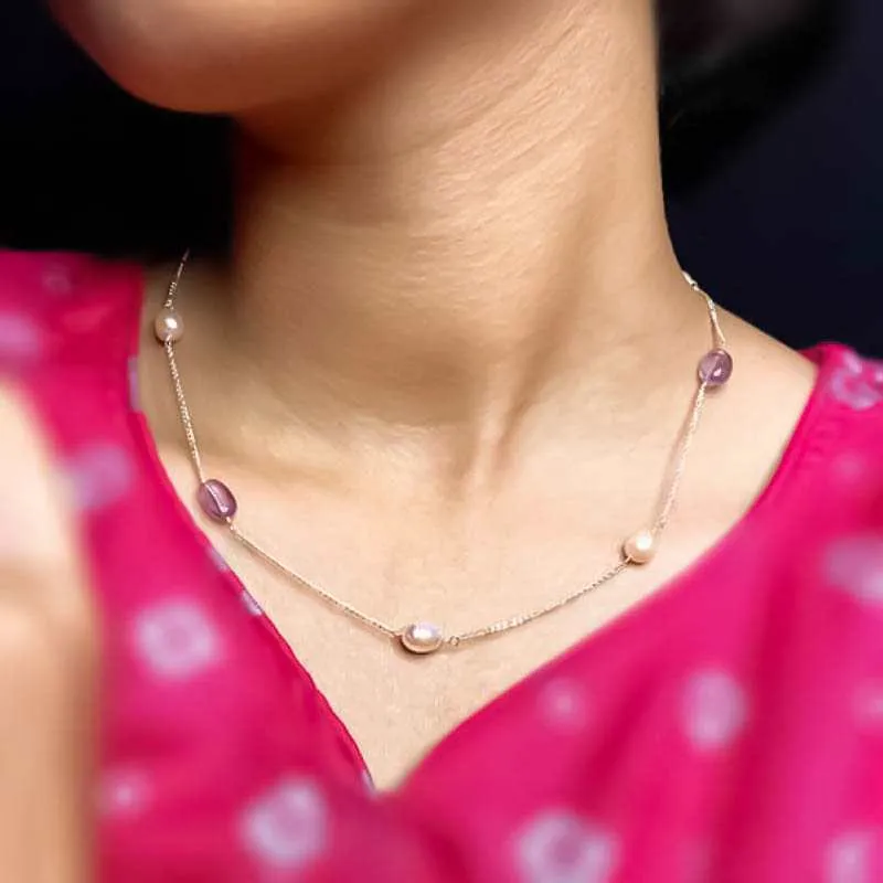 Necklace with Pearl and Amethyst
