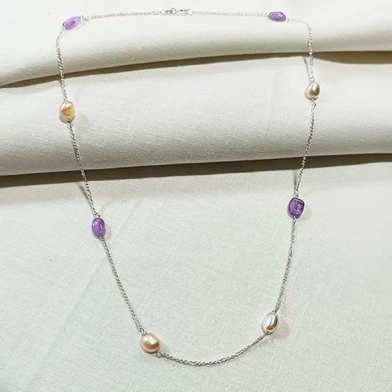 Necklace with Pearl and Amethyst