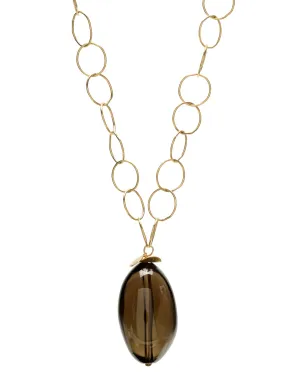 Nina Necklace - smokey quartz/gold