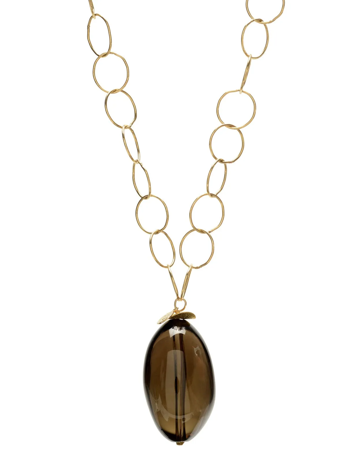 Nina Necklace - smokey quartz/gold
