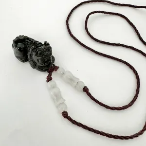 OBSIDIAN PIXIU PROTECTION & ABUNDANCE PENDANT WITH ADJUSTABLE CORD