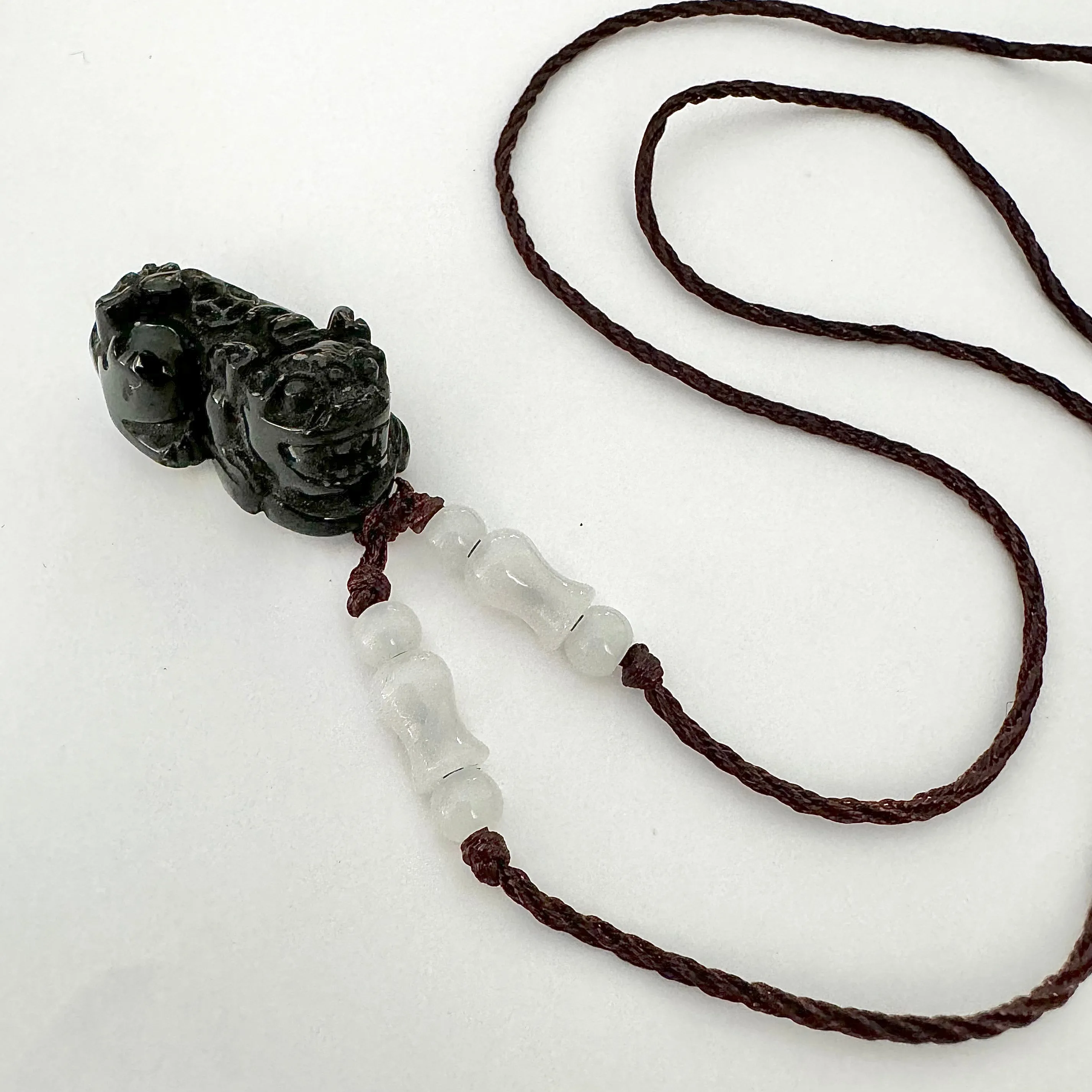 OBSIDIAN PIXIU PROTECTION & ABUNDANCE PENDANT WITH ADJUSTABLE CORD