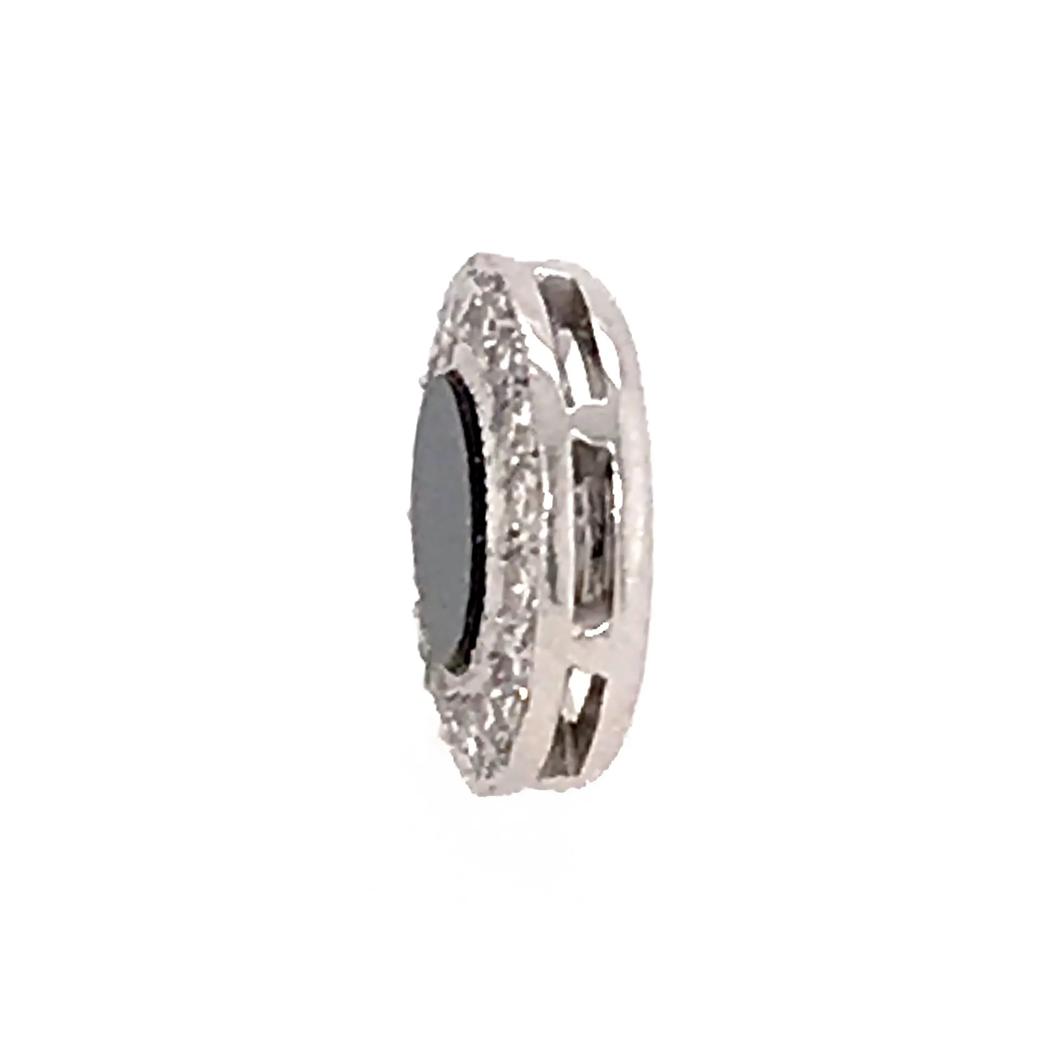 Onyx and Diamond 14k White Gold Earrings and Pendant Set