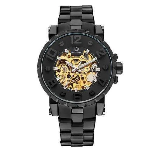 Onyx Gold Mechanical Skeleton Watch