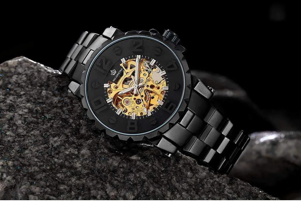 Onyx Gold Mechanical Skeleton Watch
