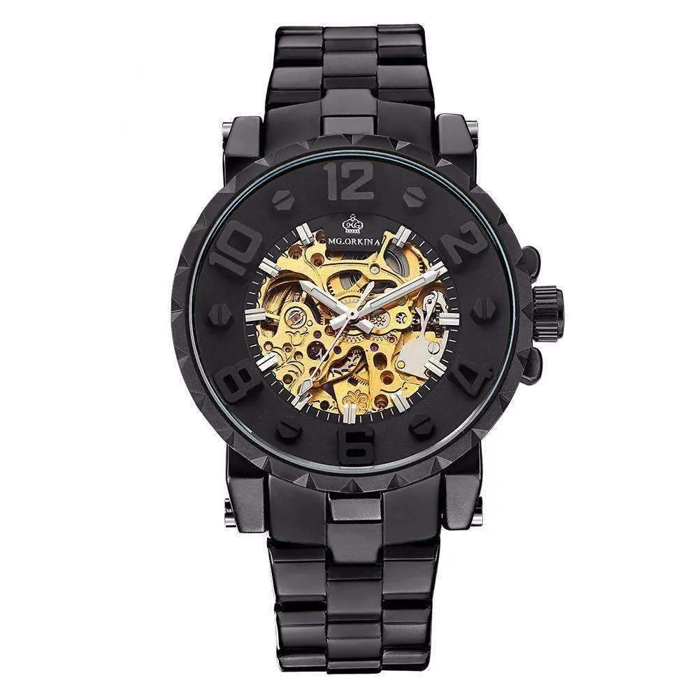Onyx Gold Mechanical Skeleton Watch