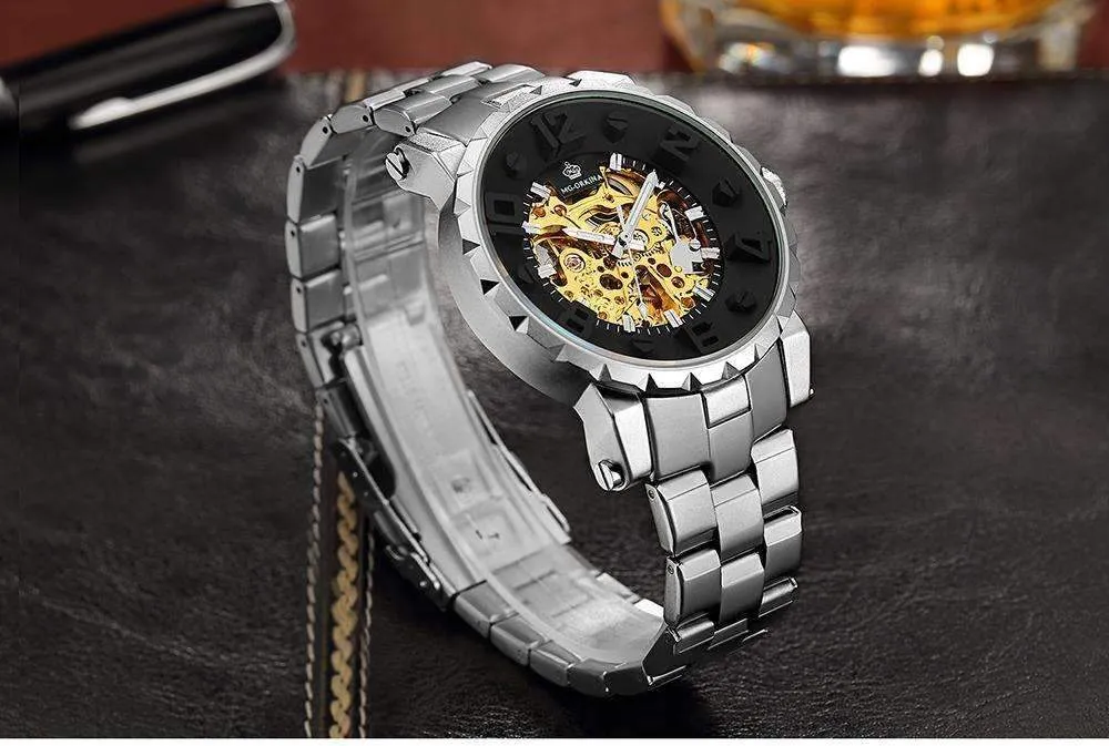 Onyx Gold Mechanical Skeleton Watch