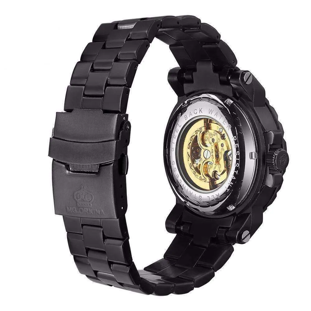 Onyx Gold Mechanical Skeleton Watch