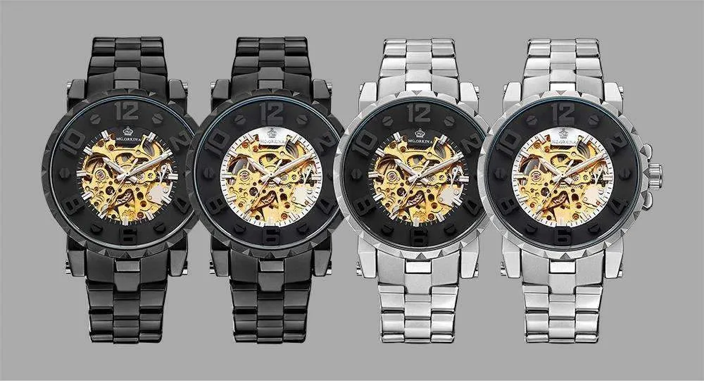 Onyx Gold Mechanical Skeleton Watch
