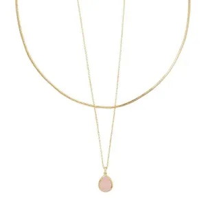 Open Box - Sami Quartz 14K Gold Over Brass Multi-Strand Necklace - Rose Quartz