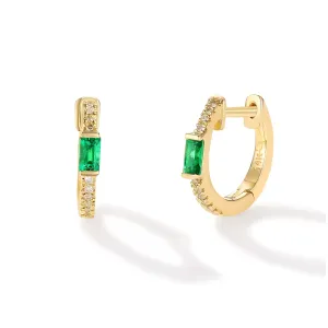 Orchid Gems Emerald Eye Huggie Earrings
