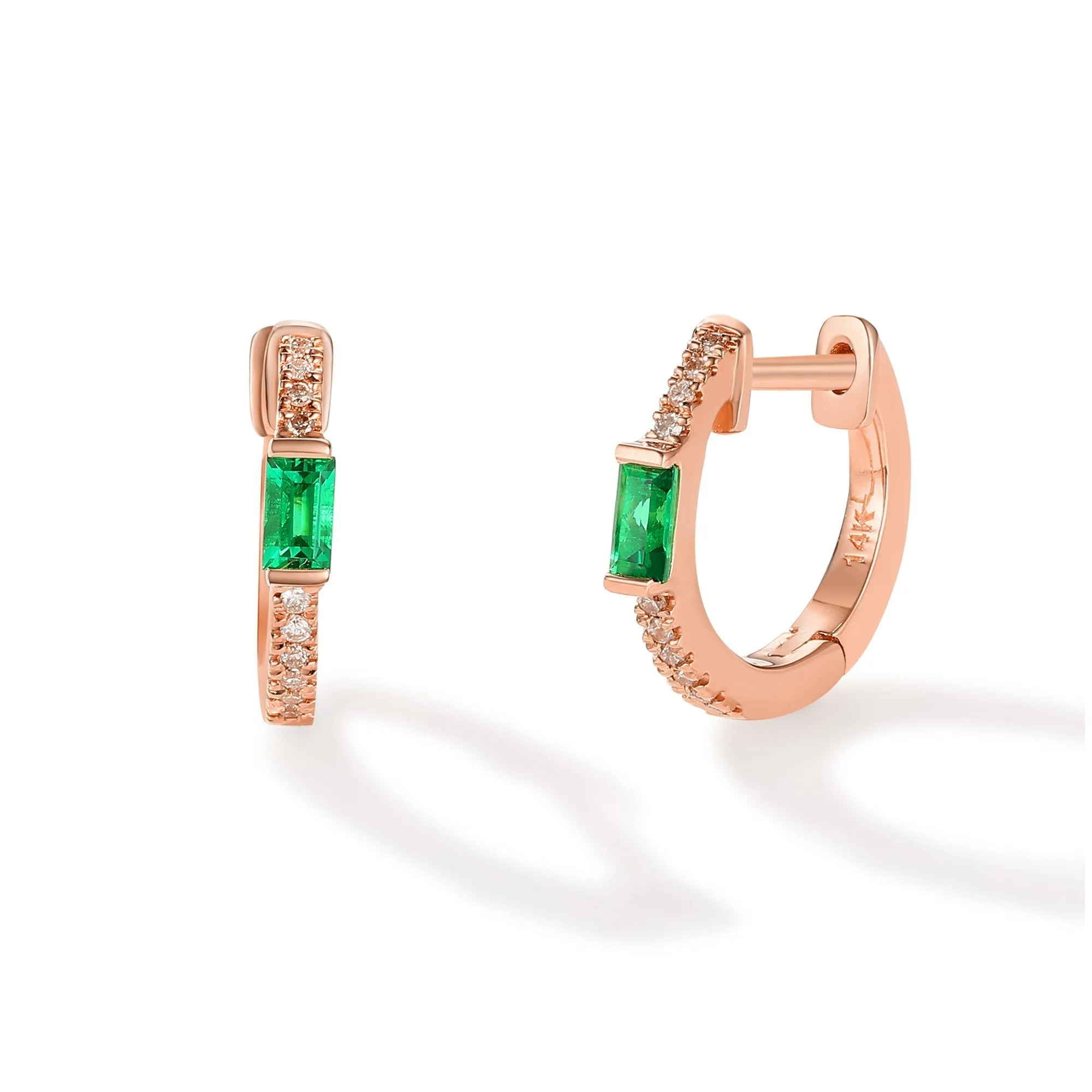 Orchid Gems Emerald Eye Huggie Earrings
