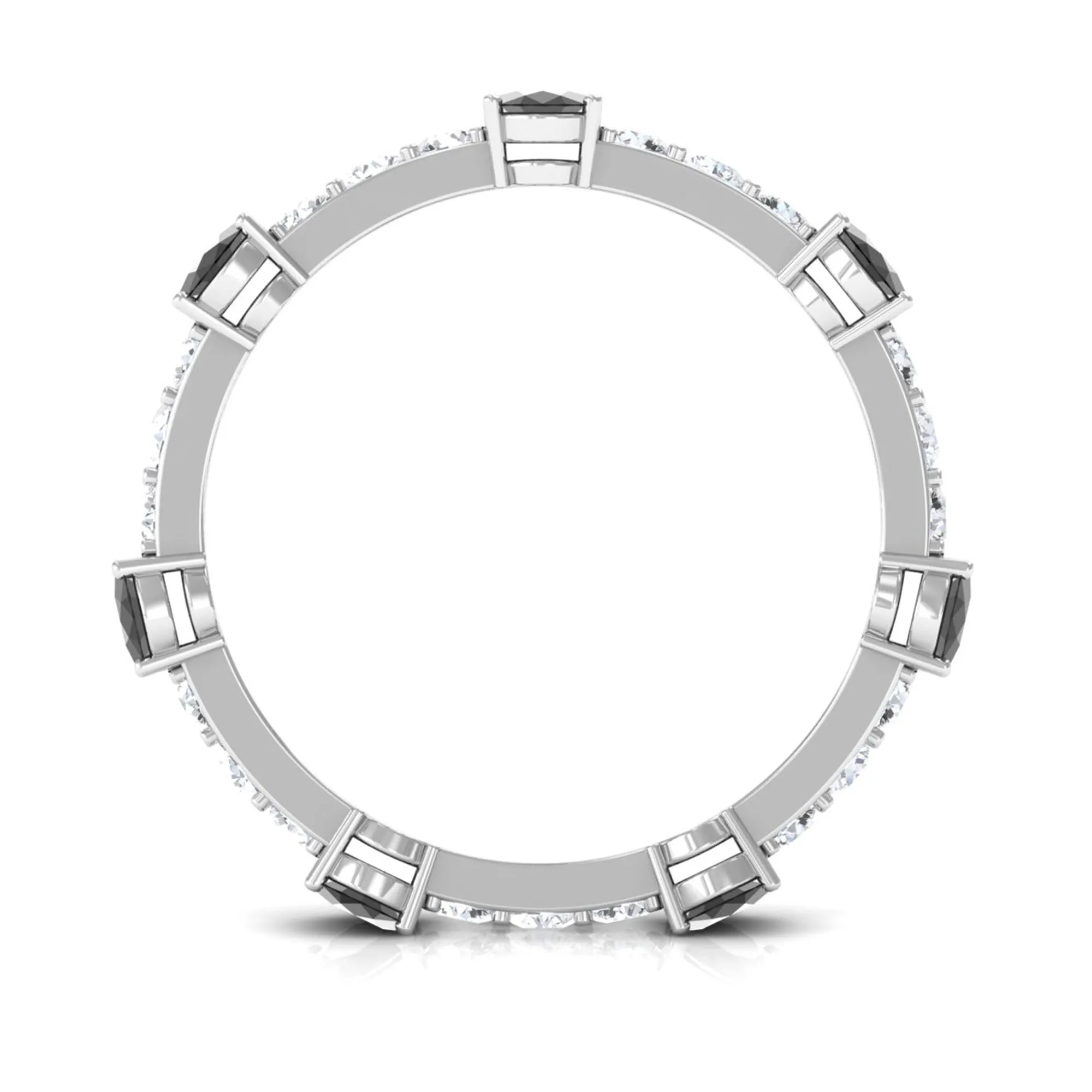 Oval Cut Black Onyx and Moissanite Eternity Ring